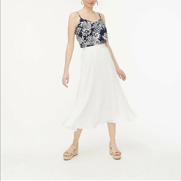 J. Crew Dresses & Skirts - J Crew Elastic Waist Pleated Midi Skirt Ivory/White